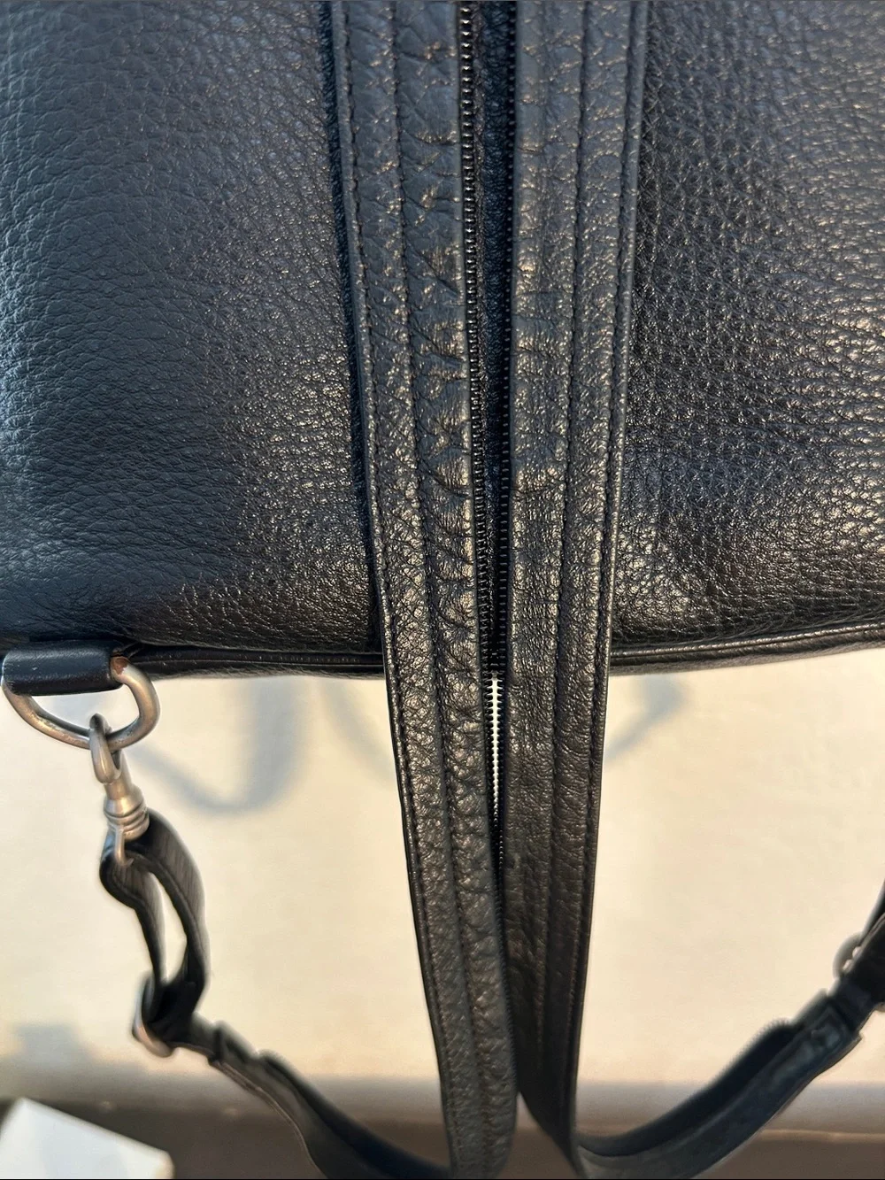 Black Leather Norm Thompson Backpack with 3 front Pockets